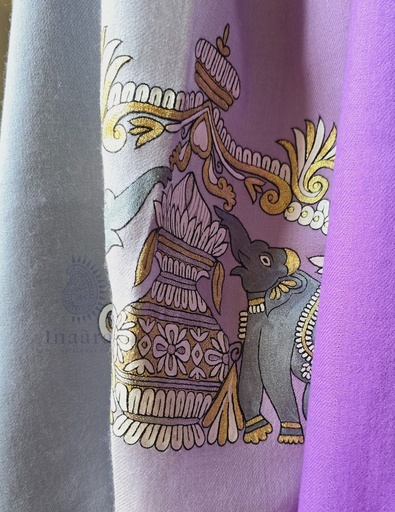 [inaara_sp00693] Uns Foil Print Merino Wool Stole