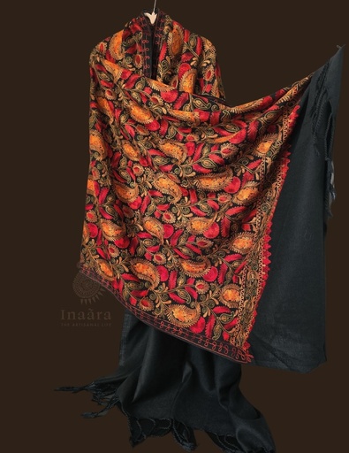 [inaara_sp00353] Laali Embroidered Kashmir Wool Shawl