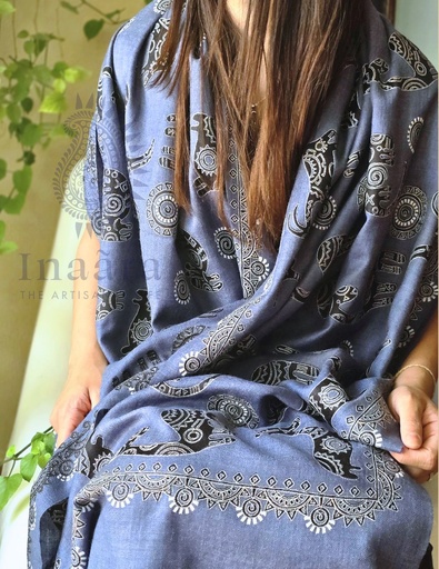 [inaara_sp00313] Uns Foil Print Merino Wool Stole (copy)
