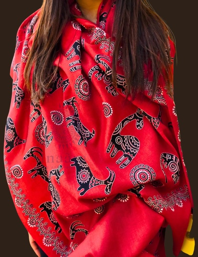 [inaara_sp00314] Ibex Merino Wool Stole (Red)
