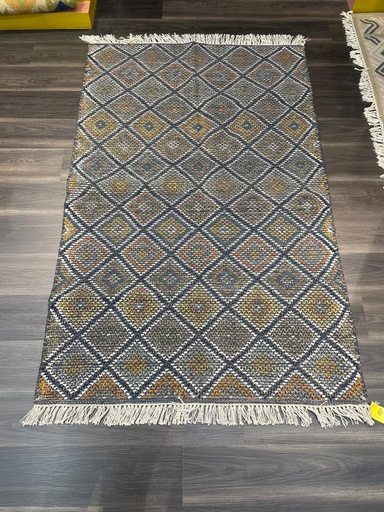 Diamond Pattern Textured Rug -Sepia Tone