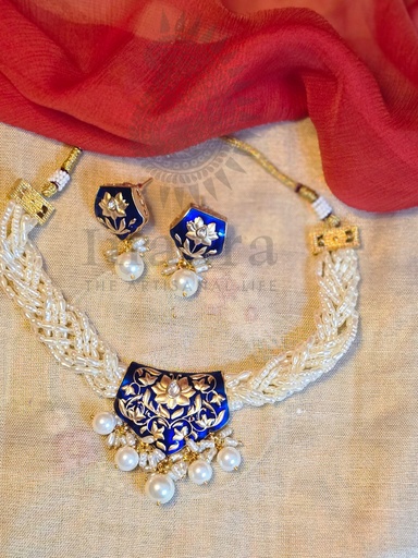 Alka Short Necklace Set - Royal Blue