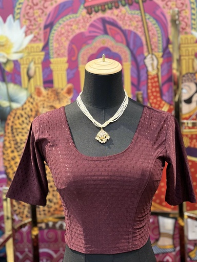 Stretchable Saree Blouse - Chocolate Brown