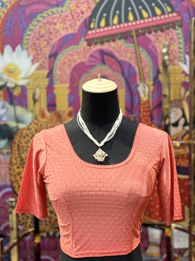 Stretchable Saree Blouse/Crop Top - Coral Peach