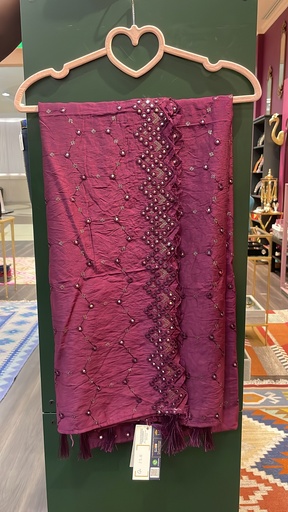 Tussled Design Dupatta- Maroon