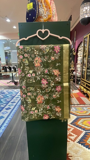 Organza Floral Embroidery Dupatta