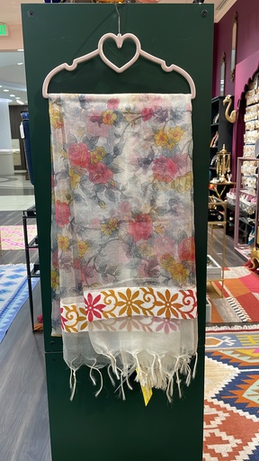 Organza Floral Hand Painted Dupatta