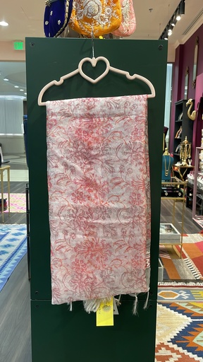 Floral Blockprinted Organza Dupatta