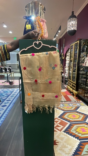 Organza With Circled Crochet Dupatta
