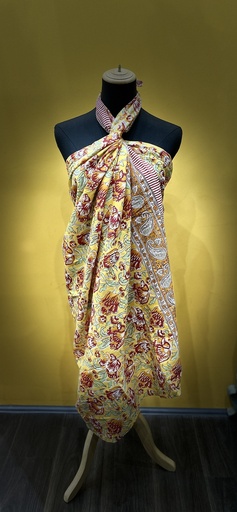 Block Printed Cotton Sarong-Yellow