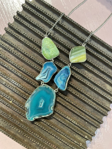 Natural raw slices agate stone necklace