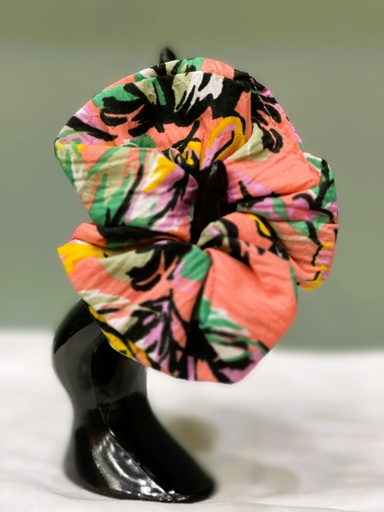 Scrunchie silk fabric- blue with yellow (copy)