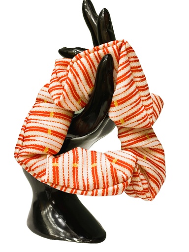 Scrunchie cotton fabric-peach with green (copy)