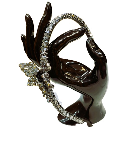 Handmade crystal beads with floral-black