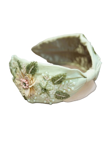 Handmade floral beads sequenced headband-cream (copy)
