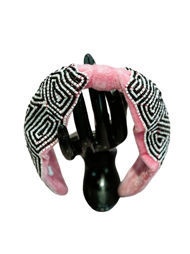 Handmade velvet beads embroidery-pink