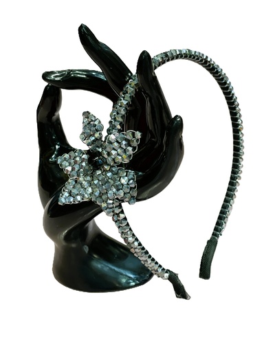 Handmade crystal beads slim w/ flora-gray