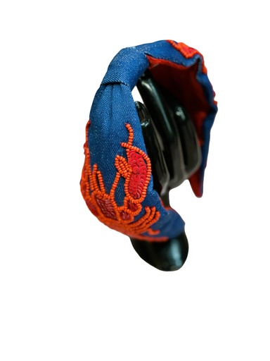 Handmade denim beads hairband-red scorpion