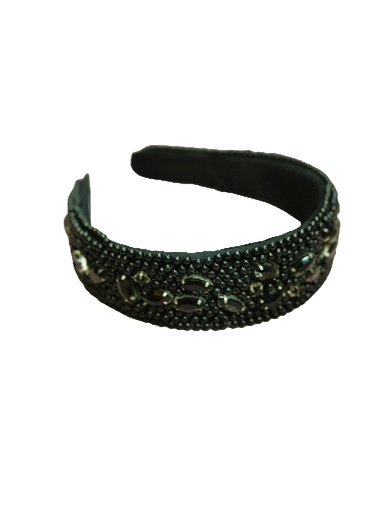 Handmade pearls/diamond hairband-black