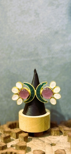 Brass triangled clinohumite stone ring (copy)