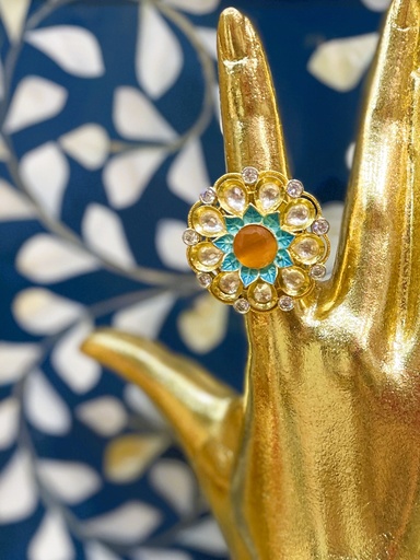 Clinohumite Stone w/Crystal Ring