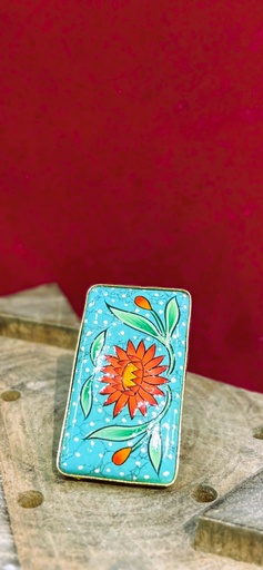 Gold Plated Floral Chrysocolla Turquoise Ring