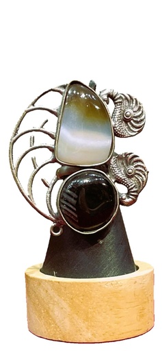 Chandni Kundan Black Onyx Agate Stone Ring