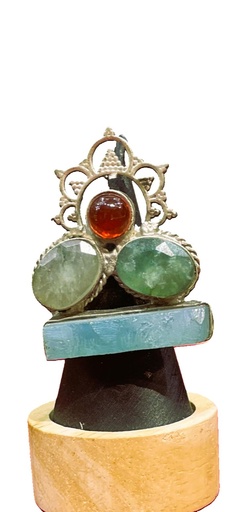 Raw Jade Stone Oxidized Ring
