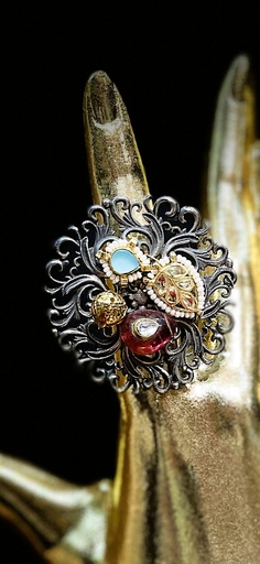 Oxidized stars with turquoise adjustable ring (copy)