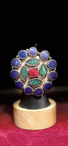Chandni Kundan Ring w/Amethyst & Malachite