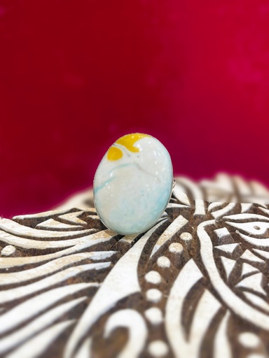 White Stone Oval Adjustable Ring