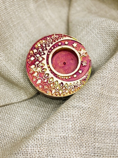 Candle holder Chand Taara Red & Gold