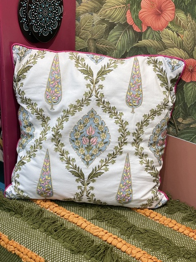 Cotton Floral Embroidery cushion (Single piece)