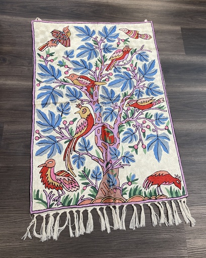 Kashmiri Tapestry Tree of Life-pink/blue (3x2ft)