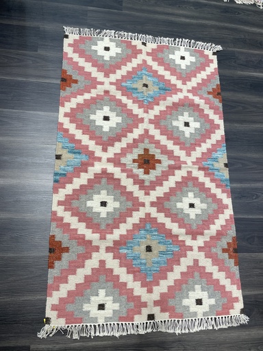 Nayan Handwoven Dhurrie- Pink (5x3ft)