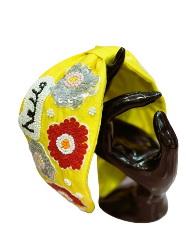 Handmade velvet floral embroidery hairband-maroon (copy)