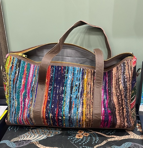 Sanganeri Print Dhurrie Bag-Leather Base (copy)