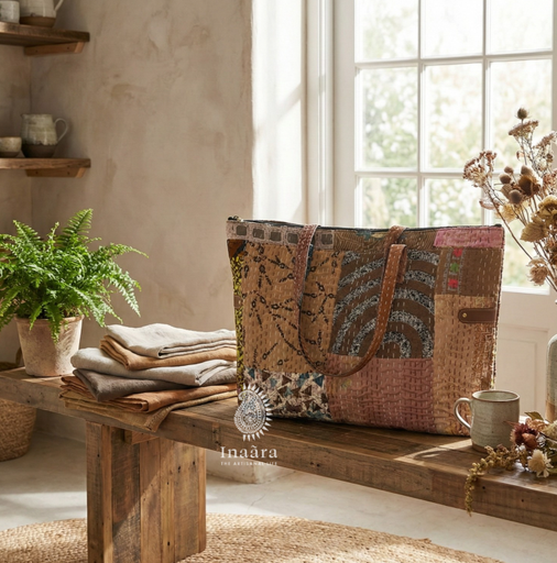 Silk Kartha Tote Bag-Brown