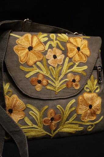 Boho Suede Embroidered Sling Bag