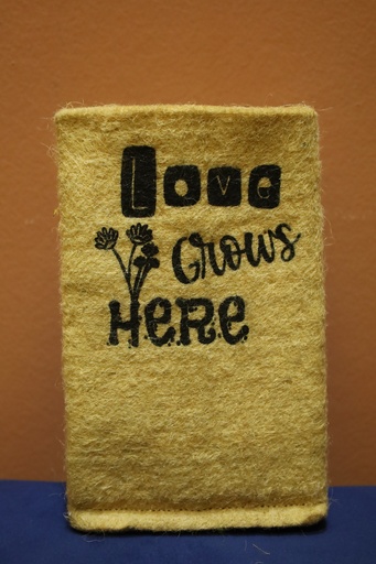 Natural Fiber Jute Planter-Love Grows Here