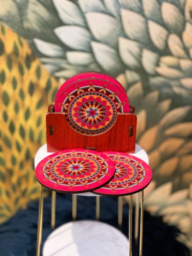 Tribal Coaster Set with Holder (6pcs)