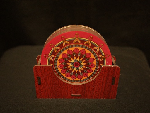 Tribal Coaster Set with Holder (6pcs)