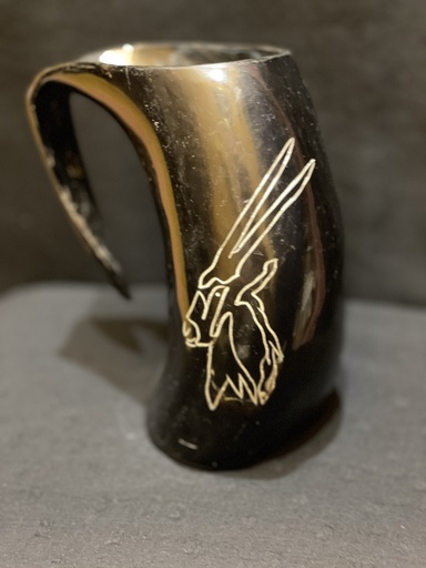 Natural Horn Mug - Oryx Head Etching (Small)