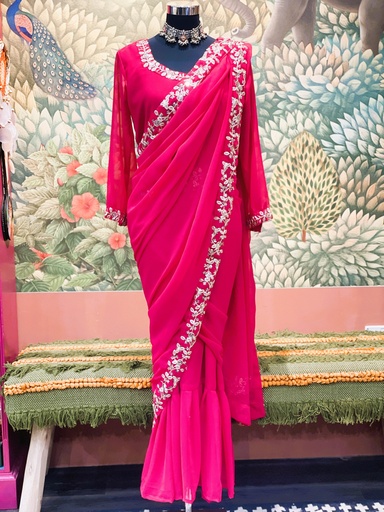 Ready-To-Wear Saree L-Deep Pink