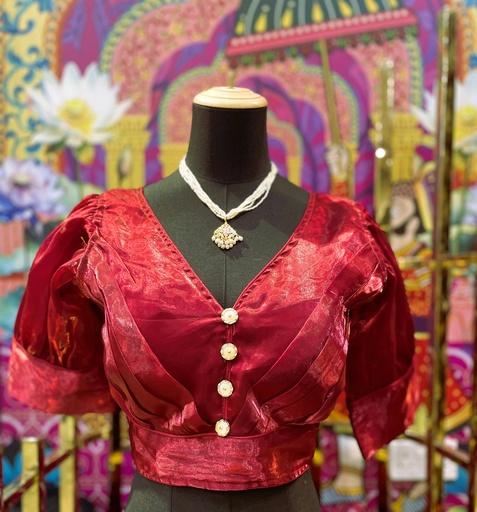 Eka Saree Blouse - Maroon Red