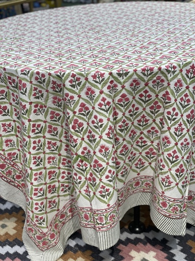 Hand Block Printed Round Tablecloth-Orange (copy)