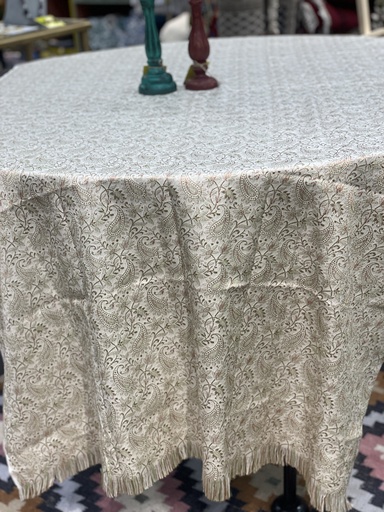 Printed Silk Rectangular Tablecloth-Y.Green