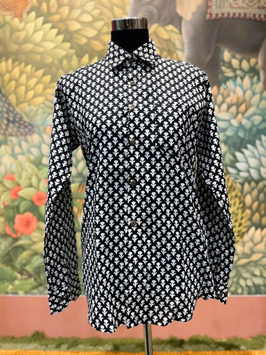 Fullsleeves Handblock Printed-Black/M