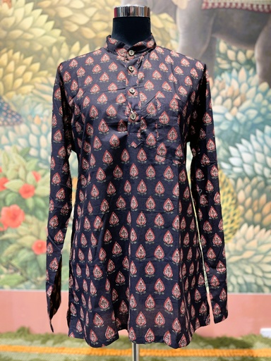 Chinese Collar F/S Hndblock Printed size38 (copy)