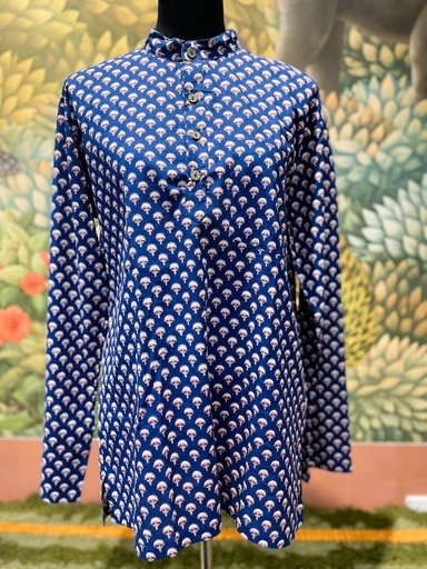 Chinese Collar F/S Hndblock Printed size40